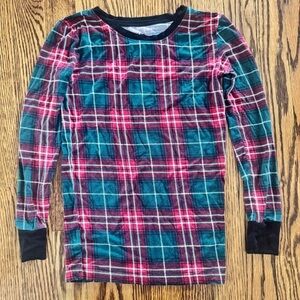 Little Sleepies Sz 9/10 Christmas Plaid Green Red  Top Only Bamboo Long Sleeve